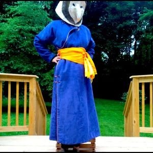 Sky blue suede Mongolian del, yellow Khaddak, silk